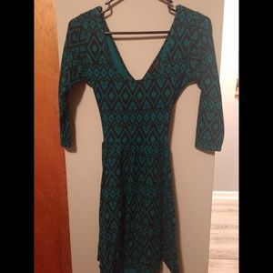 Black & Turquoise pattern dress